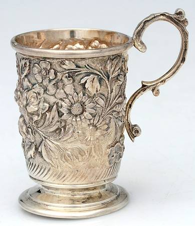 Repousse-Full Chased-Hand Chased Demitasse Cup