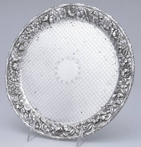 Repousse-Full Chased-Hand Chased 10" Round Tray