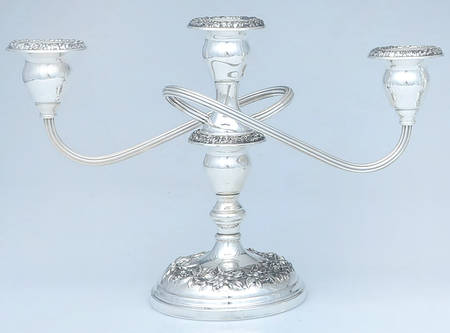 Repousse-Full Chased-Hand Chased Weighted 3 Light Candelabra