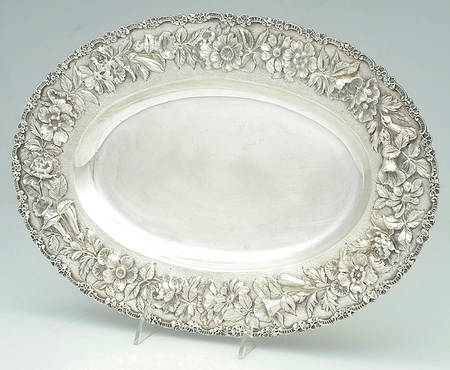 Repousse-Full Chased-Hand Chased 15" Oval Serving Platter