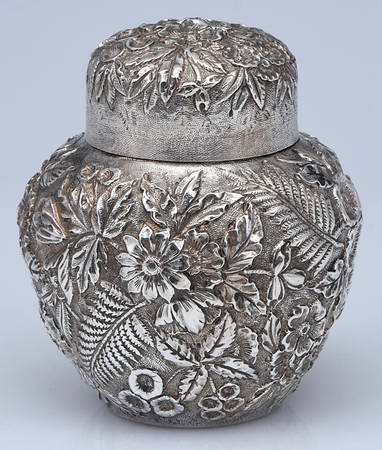 Repousse-Full Chased-Hand Chased Tea Caddy & Lid