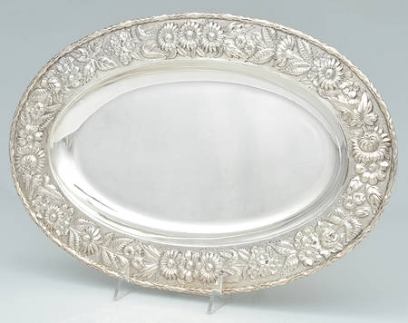 Repousse-Full Chased-Hand Chased 15" Oval Serving Platter