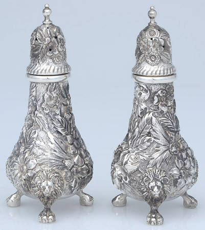 Repousse-Full Chased-Hand Chased Salt & Pepper Set
