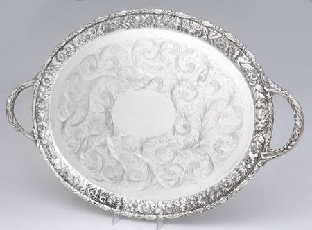 Repousse-Full Chased-Hand Chased 20" Waiter Tray