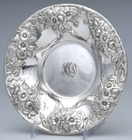 Repousse-Full Chased-Hand Chased 9" Round Vegetable Bowl