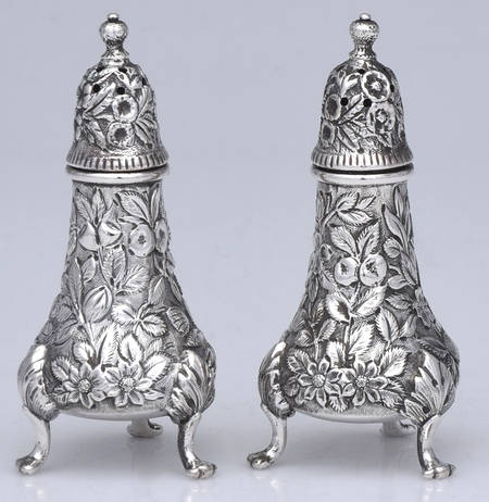 Repousse-Full Chased-Hand Chased Salt & Pepper Set