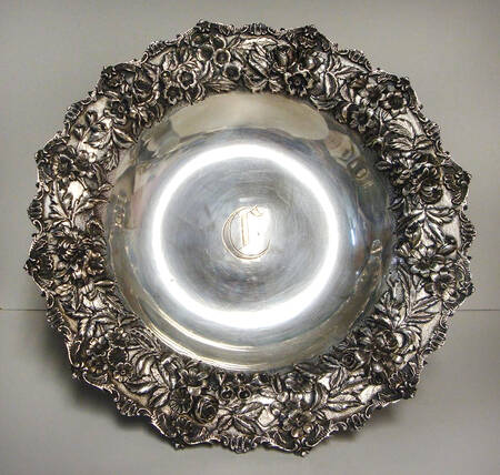 Repousse-Full Chased-Hand Chased 11" Round Footed Centerpiece