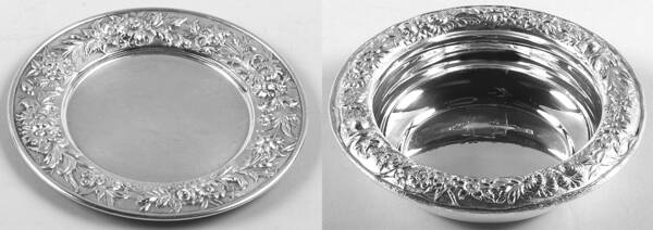 Repousse-Full Chased-Hand Chased 2 Piece Sterling Child Set (Bowl and Plate)