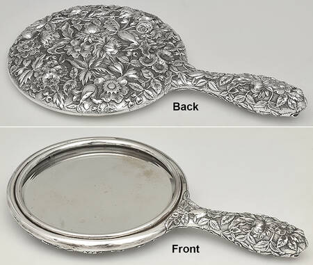 Repousse-Full Chased-Hand Chased Mirror with Handle