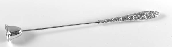 Repousse-Full Chased-Hand Chased Candle Snuffer with Sterling Implement