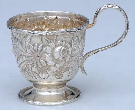 Repousse-Full Chased-Hand Chased Demitasse Cup Only