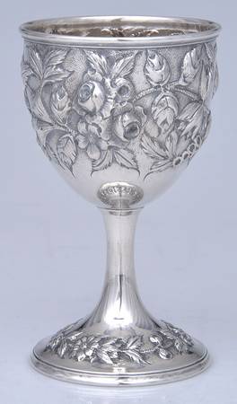 Repousse-Full Chased-Hand Chased Water Goblet