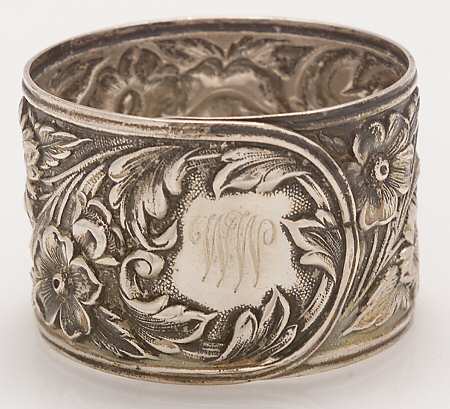 Repousse-Full Chased-Hand Chased Monogram Napkin Ring