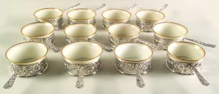 Repousse-Full Chased-Hand Chased Ramekin Wlenox Liner-Set/12