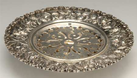 Repousse-Full Chased-Hand Chased Round Open Butter with Strainer