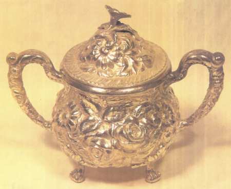 Repousse-Full Chased-Hand Chased Sugar Bowl with Lid