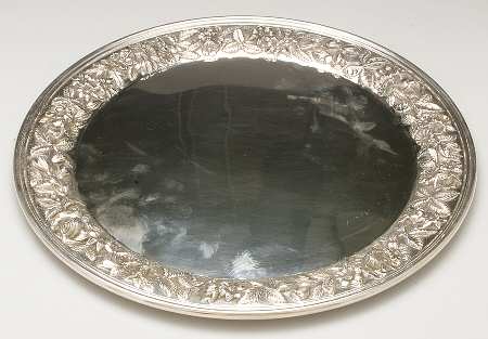 Repousse-Full Chased-Hand Chased 12" Round Tray