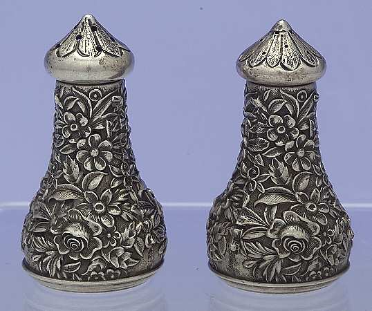 Repousse-Full Chased-Hand Chased Salt & Pepper Set