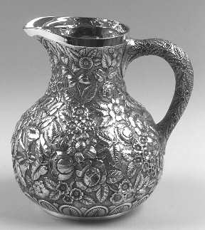 Repousse-Full Chased-Hand Chased Sterling Water Pitcher