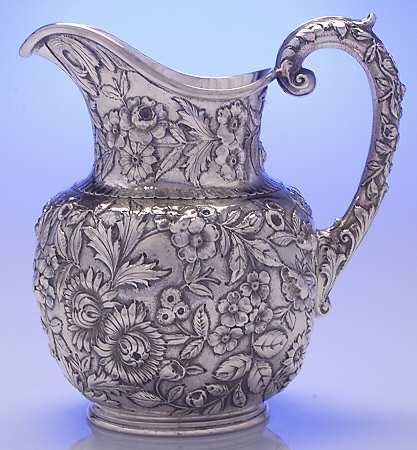 Repousse-Full Chased-Hand Chased 64 Oz Sterling Water Pitcher
