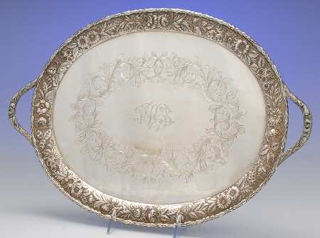 Repousse-Full Chased-Hand Chased 15" Demitasse Tray