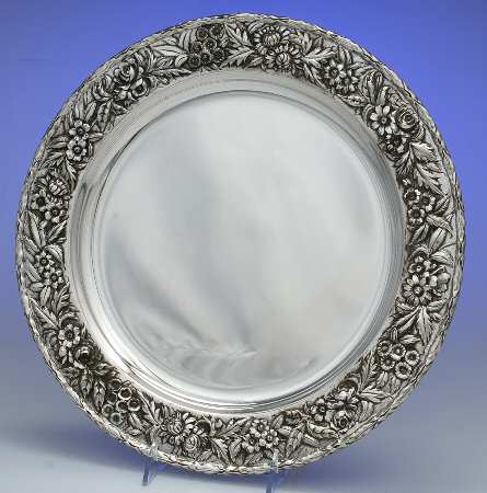 Repousse-Full Chased-Hand Chased 13" Round Tray