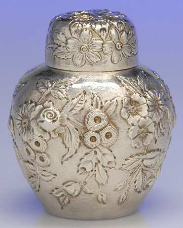Repousse-Full Chased-Hand Chased Tea Caddy & Lid