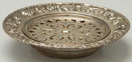 Repousse-Full Chased-Hand Chased Round Open Butter with Strainer