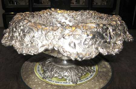 Repousse-Full Chased-Hand Chased Round Sterling Footed Centerpiece