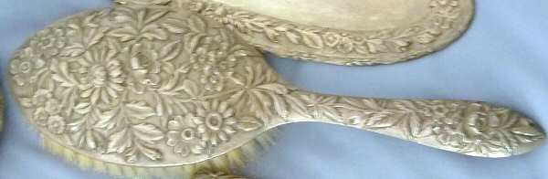 Repousse-Full Chased-Hand Chased Hair Brush