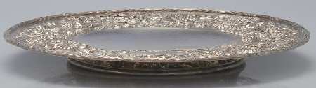 Repousse-Full Chased-Hand Chased Pedestal Sandwich/Cake Plate