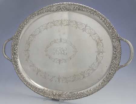 Repousse-Full Chased-Hand Chased Large Waiter Tray