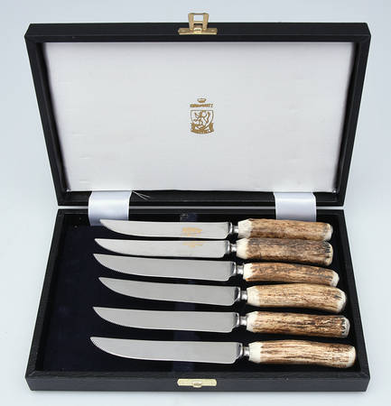 Stag (Stainless) (Set of 6) Individual Steak Knives & Case