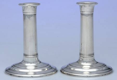 Williamsburg (Sterling, Hollowware) Pair of Weighted Candlesticks