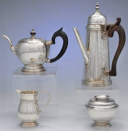 Williamsburg (Sterling, Hollowware) 4 Piece Tea Set (SCP, STP, SCR, SSU)