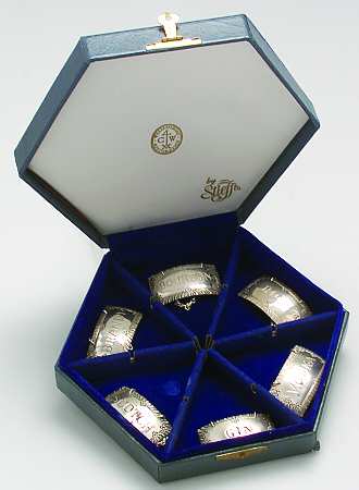 Williamsburg (Sterling, Hollowware) Decanter Label - Set of 6 & Case