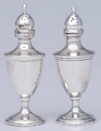 Calvert-Old Maryland Plain (Sterling, Hollowware) Salt and Pepper Set