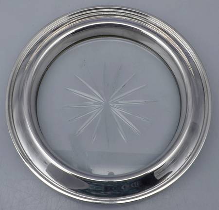 Calvert-Old Maryland Plain (Sterling, Hollowware) Crystal Wine Coaster with Sterling Lip