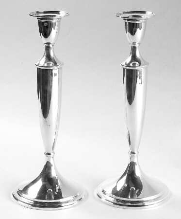 Calvert-Old Maryland Plain (Sterling, Hollowware) Pair of 12" Weighted Candlesticks