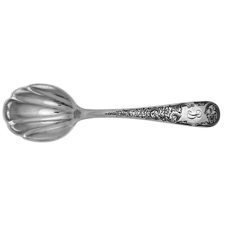 Old Maryland-Engv (Sterling, 1936, Monograms)  Small Sugar Shell Spoon