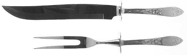 Lady Claire-Hand Engr(Sterling, 1925, Monograms) Large 2-Piece Roast Carving Set w/Stainless Blade