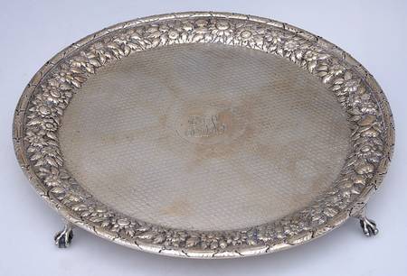 Repousse (Coin, Hollowware, No Landscape) 13" 4 Toed Round Salver
