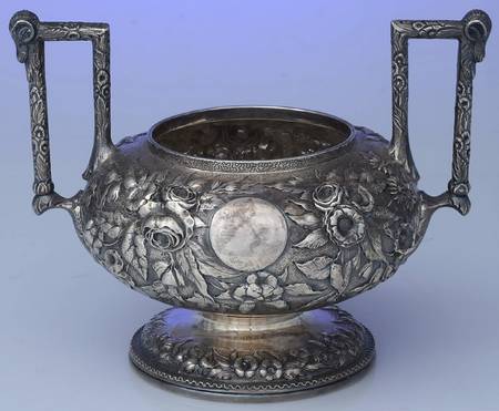 Repousse-Ram's Head (Coin, Full Chased) Sugar Bowl No Lid with Applied Shield