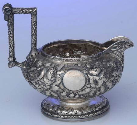 Repousse-Ram's Head (Coin, Full Chased) Creamer with Applied Shield