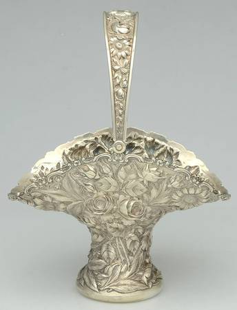 Stieff Rose (Sterling, 1892, Hollowware) 11" Oval Handled Pedestal Basket