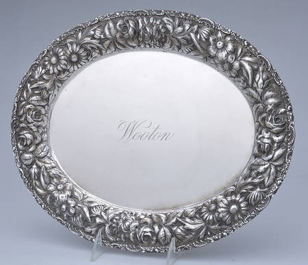 Stieff Rose (Sterling, 1892, Hollowware) 14" Oval Serving Platter