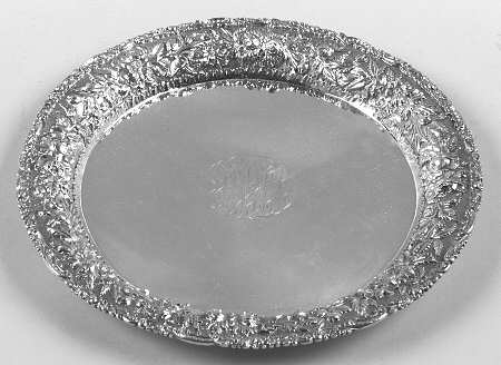 Stieff Rose (Sterling, 1892, Hollowware) Small Round Sterling Tray