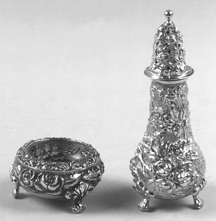 Stieff Rose (Sterling, 1892, Hollowware) Sterling Open Salt and Pepper Individual