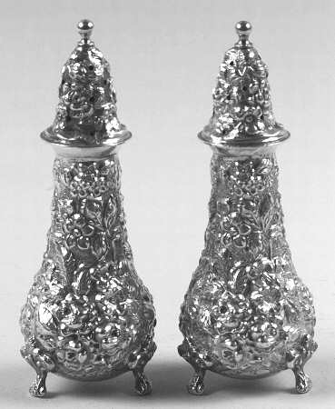 Stieff Rose (Sterling, 1892, Hollowware) Salt and Pepper Set