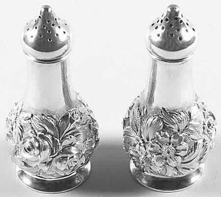 Stieff Rose (Sterling, 1892, Hollowware) Salt & Pepper Set